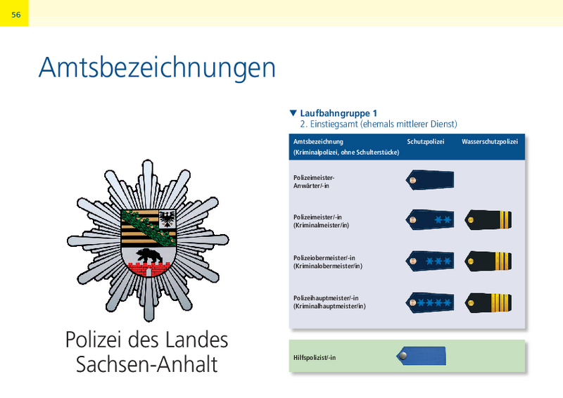 Dienstgradabzeichen der Polizei Sachsen-Anhalt