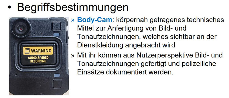 Detailansicht Body-Cam und Begriffserläuterungen